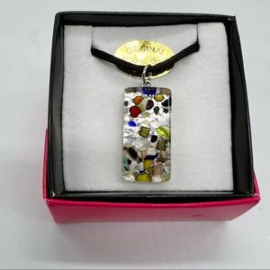 Orive Original Murano Glass Pendant Satin Rope Necklace